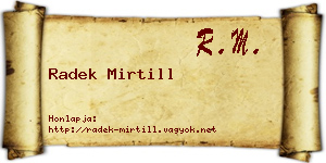 Radek Mirtill névjegykártya